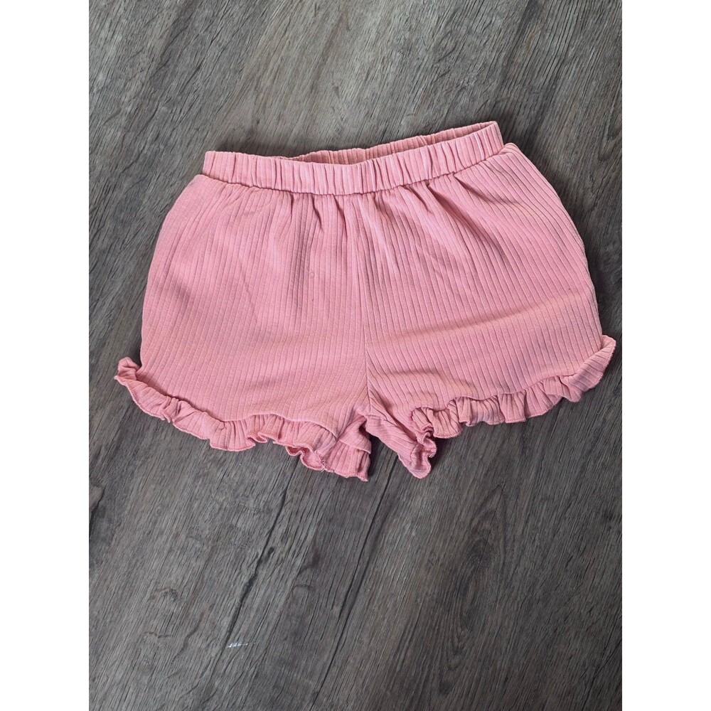 Garanimals 4T Toddler Girls Orange Ribbed Shorts Ruffle Trim Summer EUC